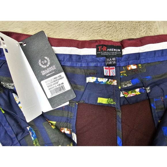 TR Premium Comfort-Fit Casual Stretch Flat Front Burgundy Chino Pants - Picture 4 of 11